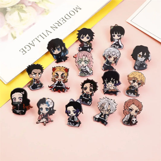 Demon Slayer Anime Acrylic Brooch Pins - DIY Decorative Gift for Kids & Adults