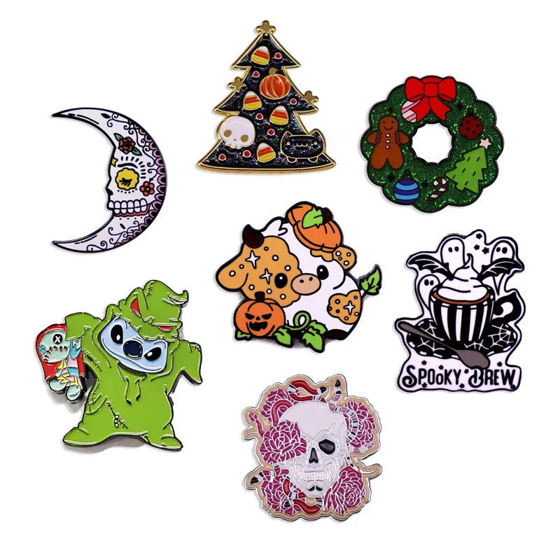 Horror Halloween Costume Accessories: Pumpkin Skull Ghost Brooch Jewelry Gift