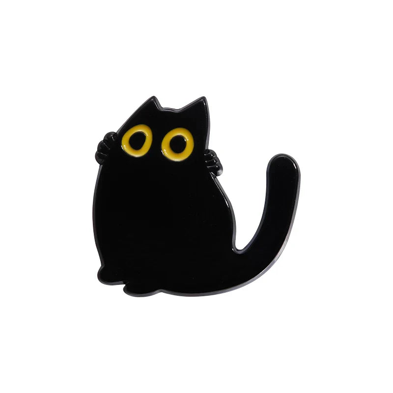 Black Cat Brooch Cute Big Eyes Metal Badge Geometric Accessories