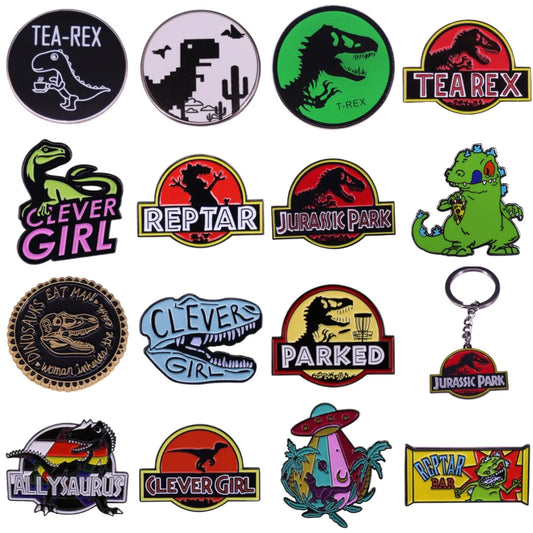 Dinosaur Enamel Pin: T-Rex Velociraptor Brooch Gift