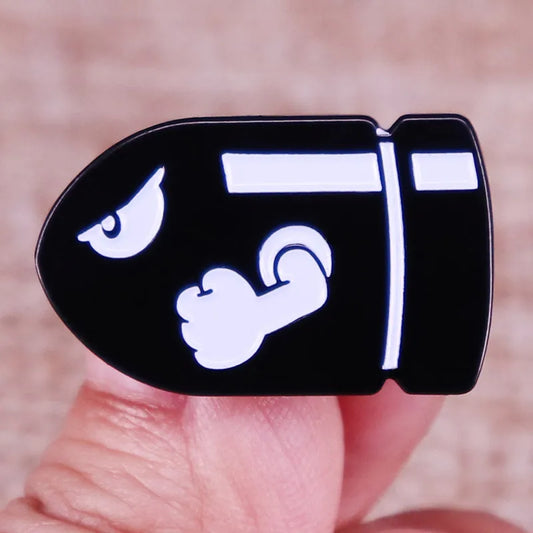 Bullet Bill Mario Enamel Pin Cannonball Brooch Lapel Shirt Bag Fashion Accessory