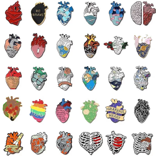 Medical Organ Enamel Pins Heart Brain Lapel Brooches Cartoon Jewelry Gift for Doctors Nurses