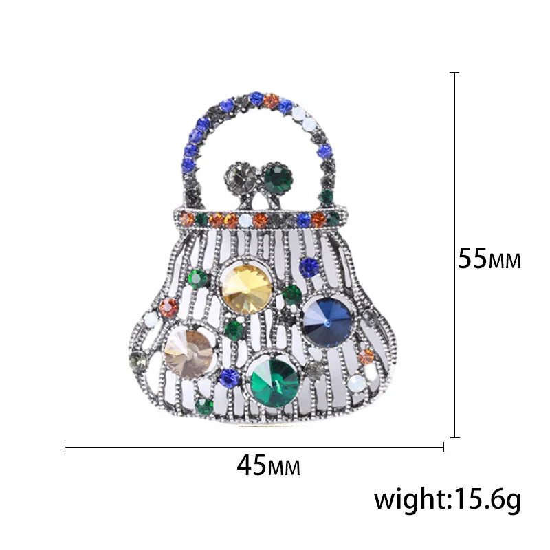 Enamel Handbag Brooches Women Bag Pins Party Gifts Jewelry Accessories