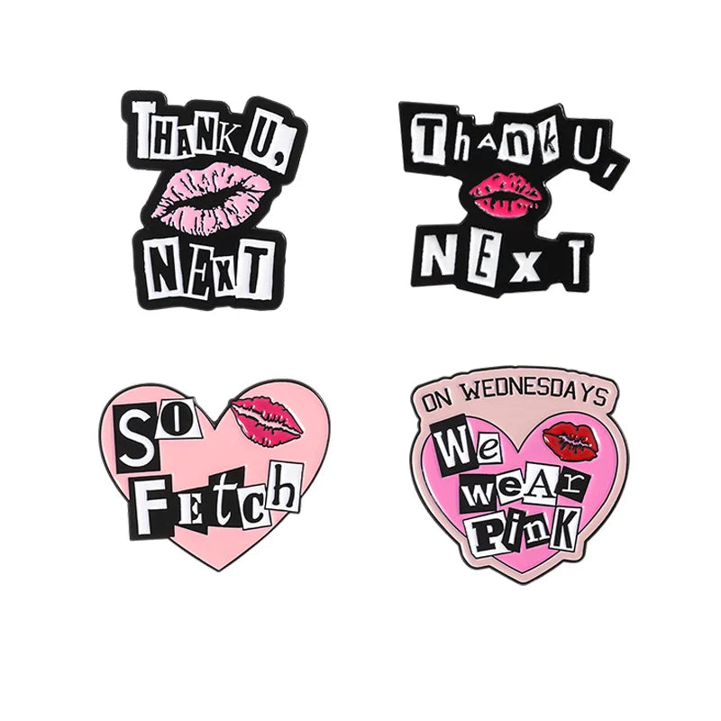 Pink Heart Lip Print Enamel Pin Brooch Lapel Badge Fashion Jewelry Gift