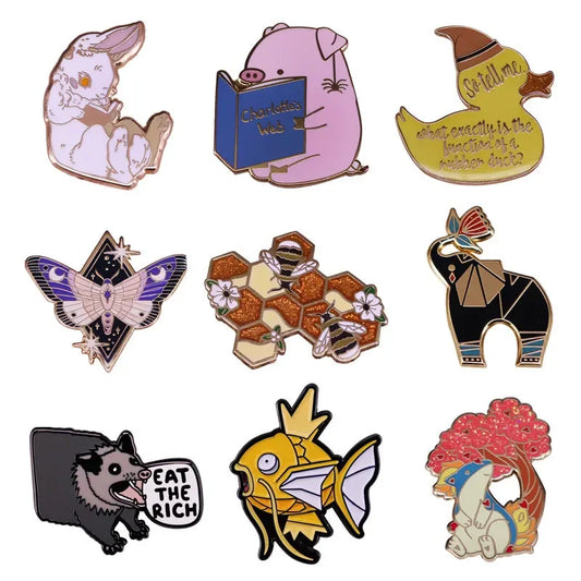 Cute Animal Enamel Pins: Pig Elephant Cartoon Badge for Jacket Backpack Brooch Gift