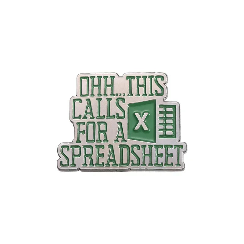 Custom Enamel Pins Spreadsheet Office Lapel Badge Decorative Jewelry