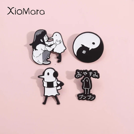 Cure Anime Goodnight Pung Pung Enamel Pins Graffiti Brooches Lapel Badges Jewelry Gift