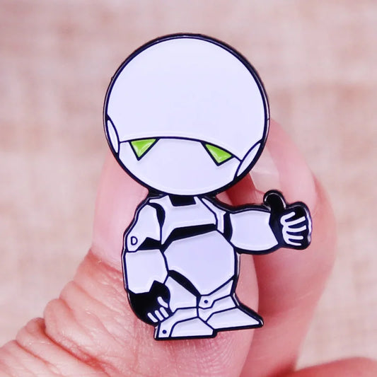 Sci-Fi Robot Paranoid Enamel Pin Hitchhiker's Guide Badge Brooch