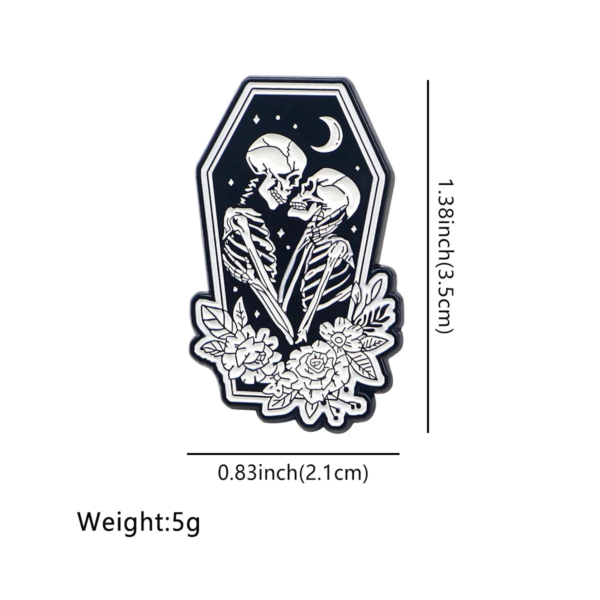 Skeleton Couple Enamel Pins Black White Brooches Lapel Badges Fashion Jewelry Accessories