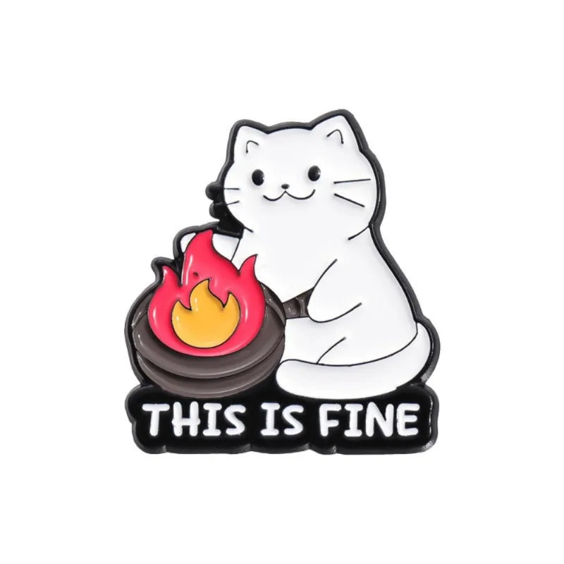 Cartoon Cat Brooch Cute Animal Badge Backpack Clothing Accessories Pins Gifts