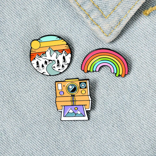 Rainbow Sunset Enamel Pin Jewelry Gift Lapel Badge for Women Men