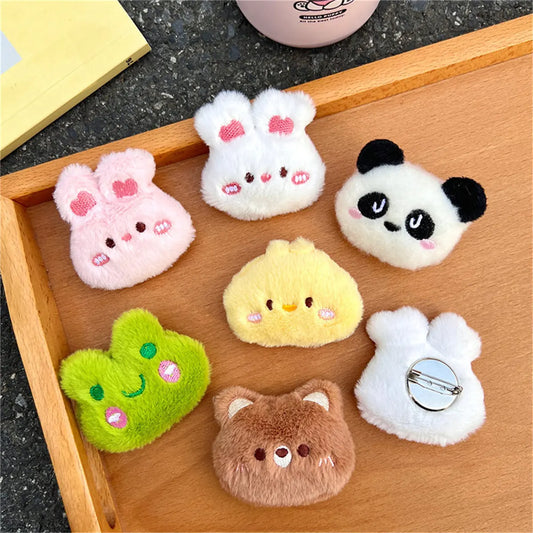 Cute Plush Animal Badge Pins for Kids Backpacks and Fashion Accessories