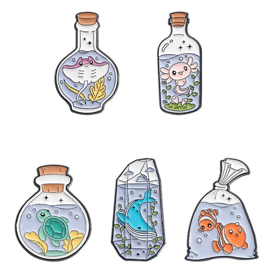 Sea Creature Enamel Pins: Turtle, Whale, Fish Brooches - Cute Jewelry Accessories