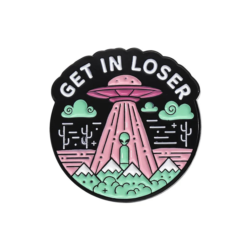 Get In Loser Halloween Tombstone Enamel Pin Brooch Lapel Badge