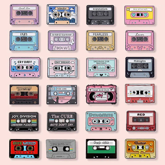 90s Music Tape Enamel Pin Nostalgic Brooch Lapel Pin Gift