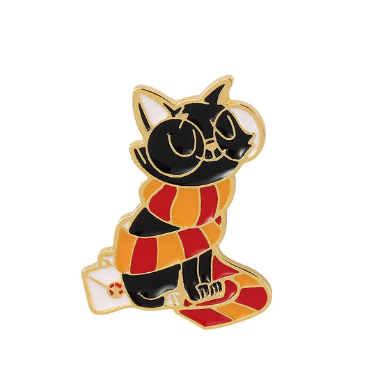 Gryffindor Magic Cat Enamel Pin Black Cat Brooch Backpack Decor Gift
