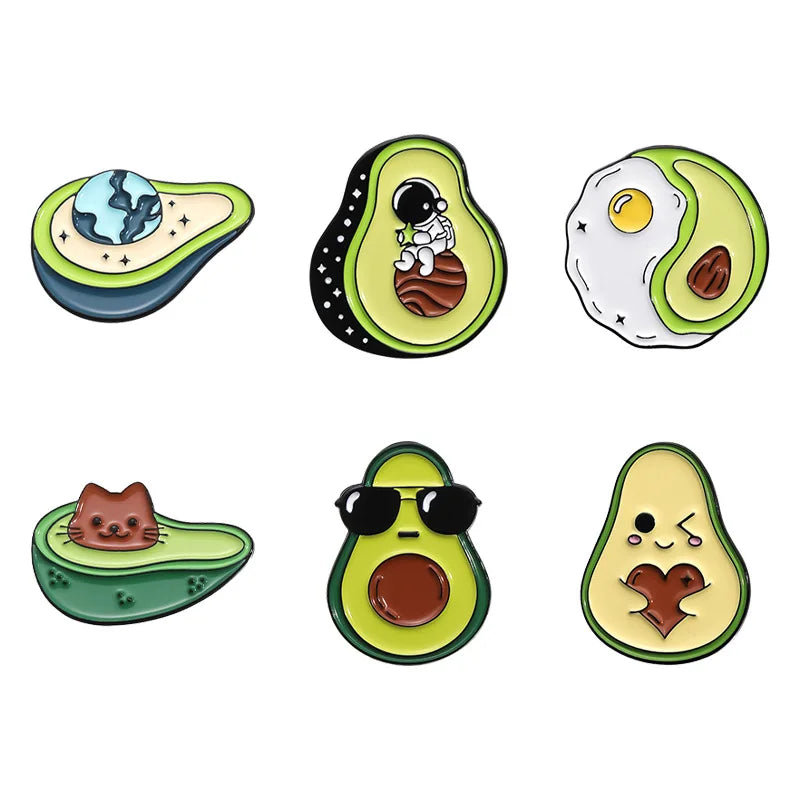 Avocado Enamel Pins Cute Cartoon Brooches Lapel Pin Accessories for Backpack Clothes Hat