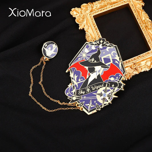 Sky: Children of Light Enamel Pin Wizard Brooch with Chain Unisex Jewelry