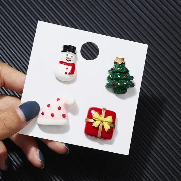 Christmas Brooch Set: Socks, Tree, Elk Enamel Badges