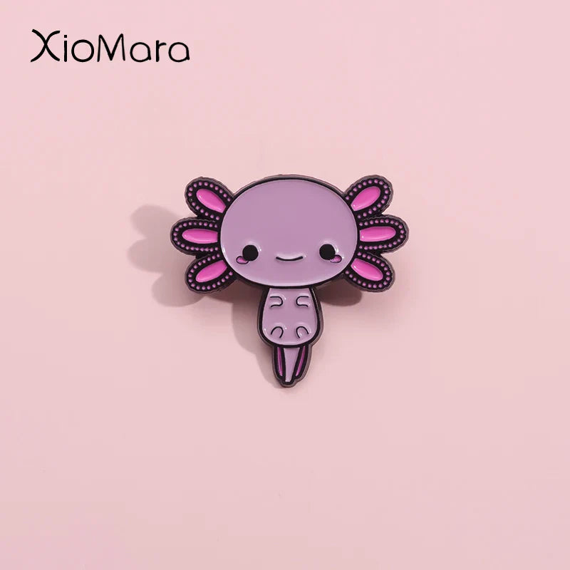 Axolotl Enamel Pin Pink Salamander Brooch Lapel Badge Cartoon Animal Jewelry Gift