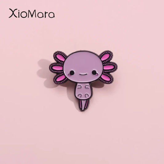 Axolotl Enamel Pin Pink Salamander Brooch Lapel Badge Cartoon Animal Jewelry Gift