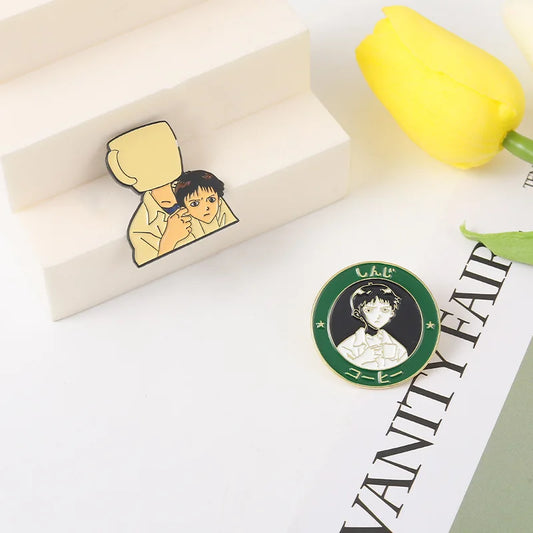 Fashion Anime Coffee Cup Enamel Brooch Lapel Pin Badge Jewelry Gift