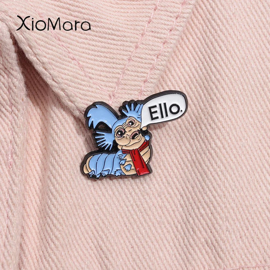 Labyrinth Ello Worm Enamel Pin 80s Retro Brooch Lapel Badge Jewelry Gift
