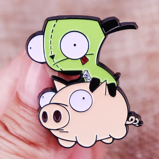Invader Zim Alien Enamel Pin Lapel Shirt Bag Accessory