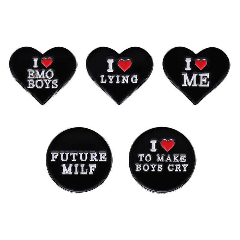 Emo Boys Enamel Pin Anime Badge Hat Bag Backpack Brooch Jewelry