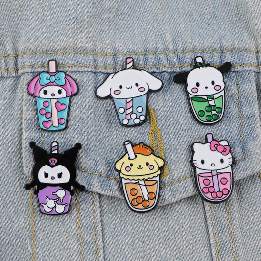 Bubble Tea Cartoon Enamel Pins Brooch Lapel Badges Fashion Accessories Gifts