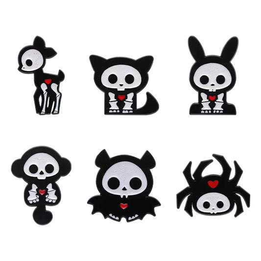 Gothic Animal Enamel Pin: Spider Dog Rabbit Deer Brooch Halloween Skeleton Black Punk