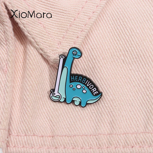 Cute Herbivorous Dinosaur Enamel Pin Brooch Lapel Backpack Badge Jewelry Gift