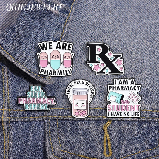 Pharmily Enamel Pins Pill Capsules Brooches Lapel Badge Gifts for Medical Friends