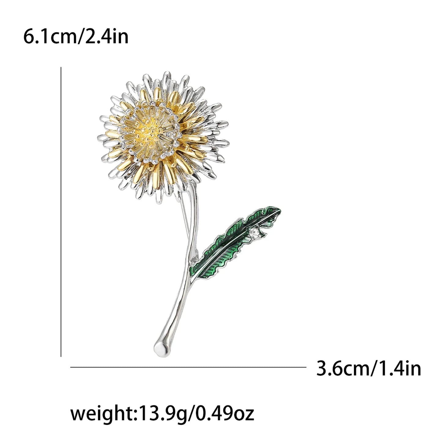 Enamel Sunflower Brooch Pin Jewelry Accessories