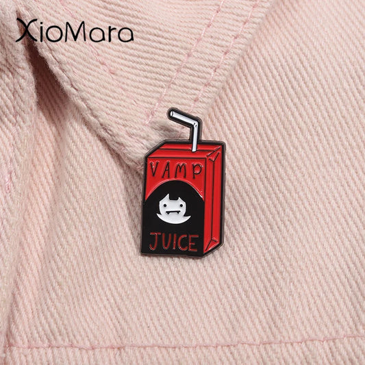 Vampire Juice Drink Box Enamel Pin Badge Jewelry Gifts