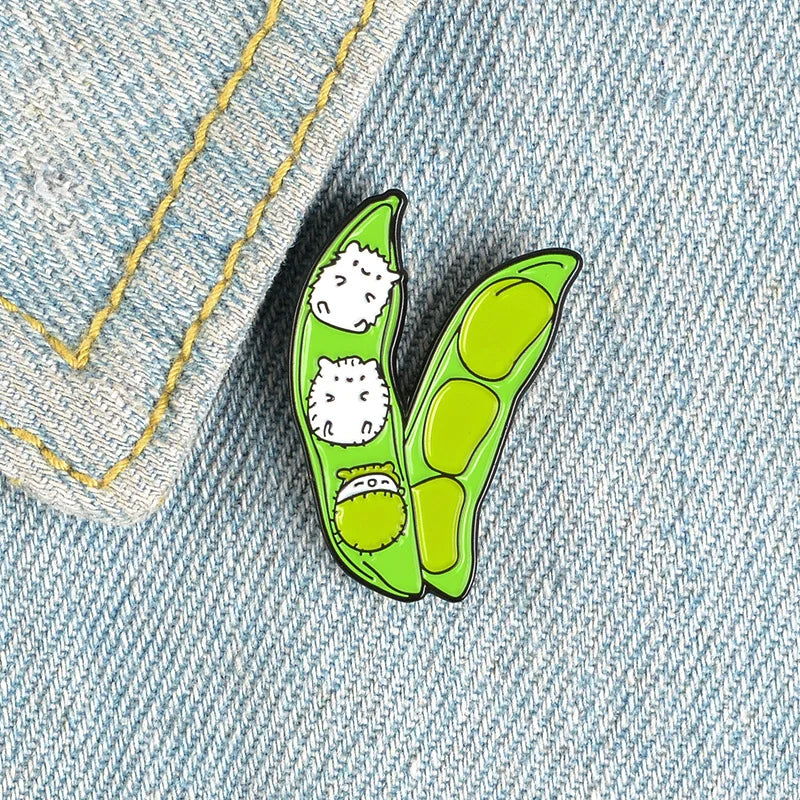 Cat Pea Plant Ghost Enamel Pins Brooches Badges Fashion Accessory