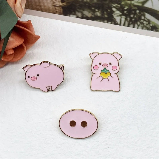 Upside Down Piglet Enamel Brooch Cartoon Pig Nose Pin Fashion Accessory