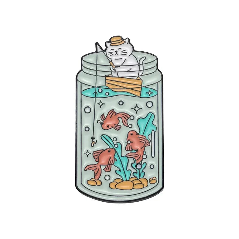 Astronaut Kitten Enamel Pin Miniature Landscape Brooch Gift