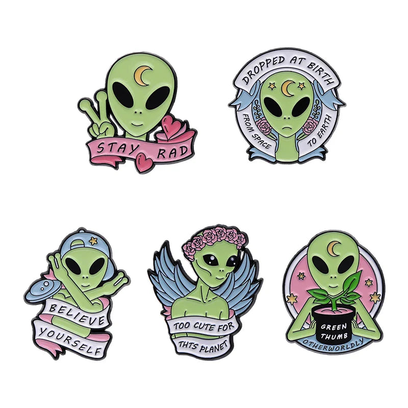 Alien Enamel Pins Badges Mystery Jewelry Custom Lapel Brooches Cartoon Accessories Wholesale