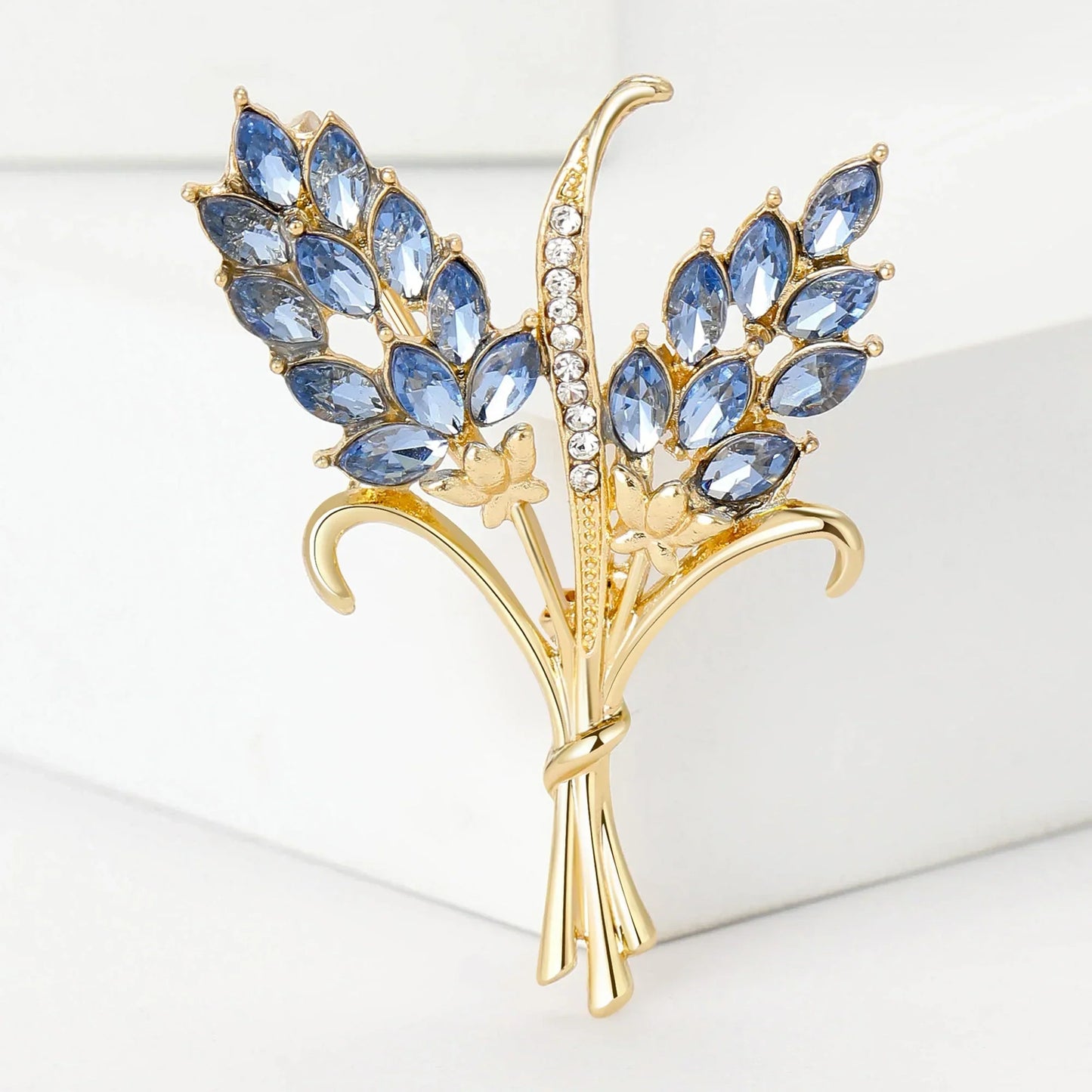 Sparkling Rhinestone Ear of Wheat Brooches - 4 Colors, Unisex Plant Pins, Party Accessories Gifts
