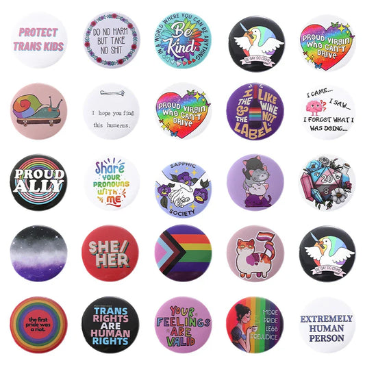 Rainbow LGBT Pin 44mm Custom Backpack Lapel Badge Gift