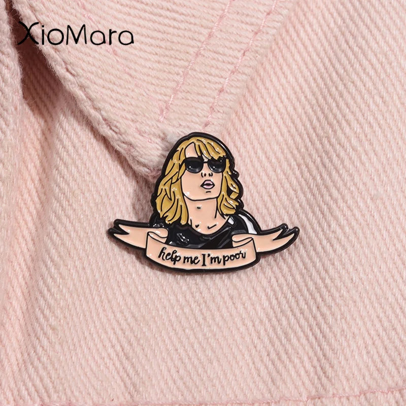 Help Me I'm Poor Enamel Pin Brooch Lapel Badge Jewelry Wholesale