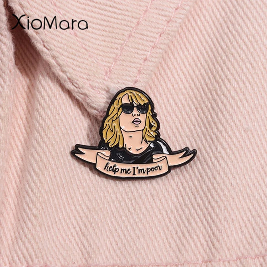 Help Me I'm Poor Enamel Pin Brooch Lapel Badge Jewelry Wholesale
