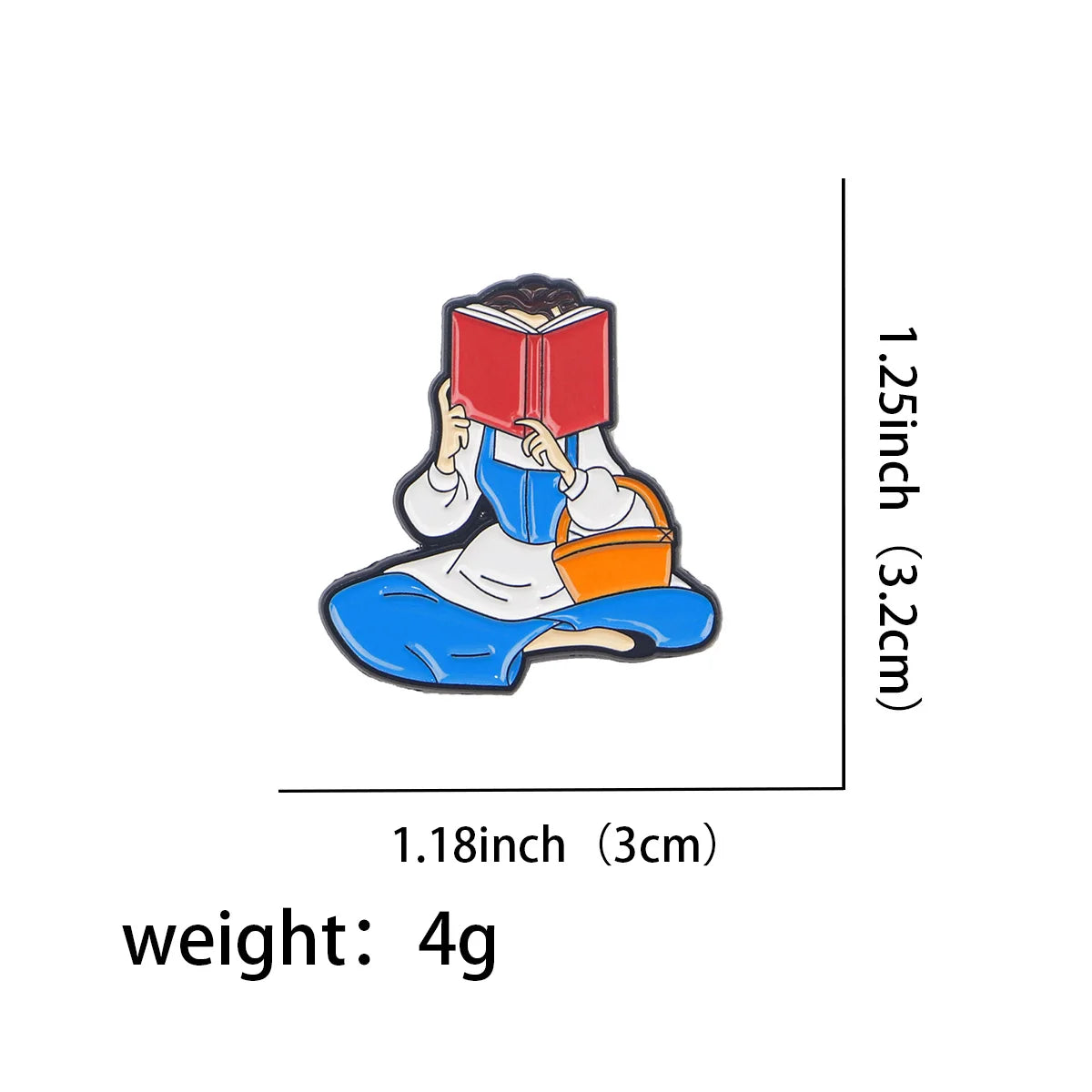 Reading Girl Enamel Pin Cartoon Lapel Brooch Badge for Backpacks and Clothes