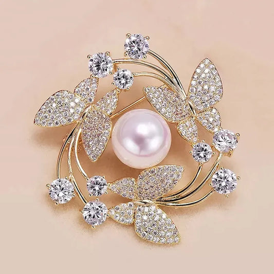 Butterfly Wreath Gemstone Brooch Pin Jewelry