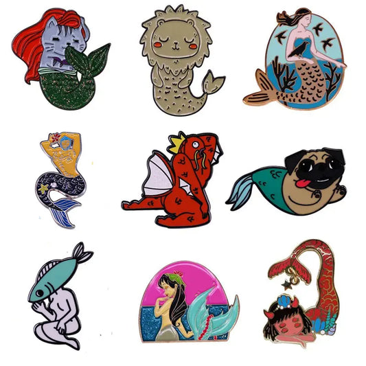 Mermaid Cartoon Enamel Pins Elf Brooch Jacket Backpack Badge Gifts