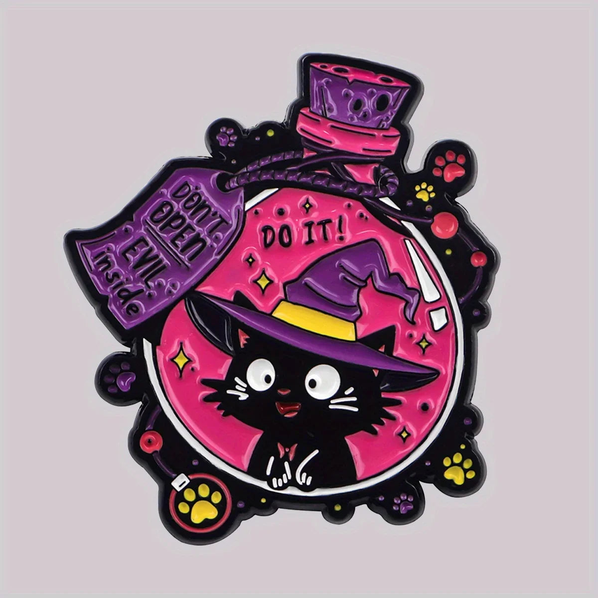 Black Cat Enamel Pin Witch Kitten Magic Bottle Brooch Kawaii Jewelry Gift