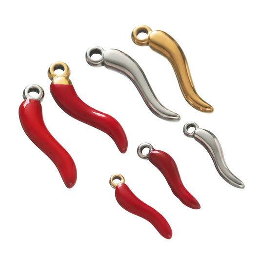 Stainless Steel Red Pepper Charms for DIY Jewelry Necklace Bracelet Crafts