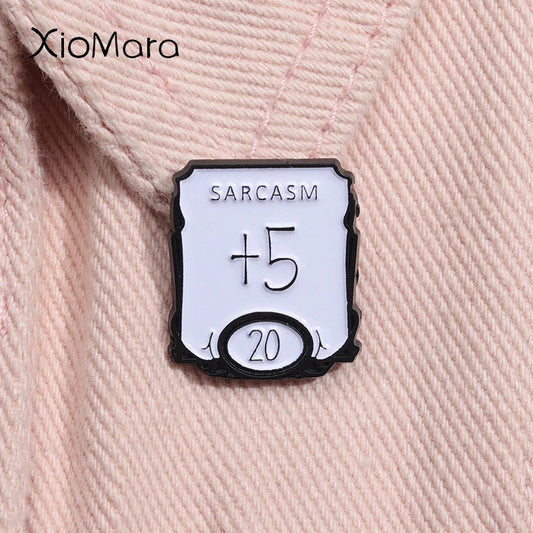 Sarcasm+5 D20 Enamel Pin Cosplay Brooch Lapel Badge Jewelry Gifts