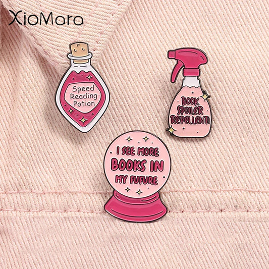 Speed Reading Potion Enamel Pin Book Lover Brooch Jewelry Gift